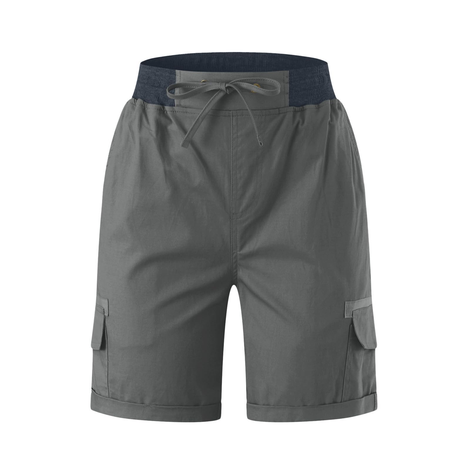 Short Cargo Ample Femme Taille Elastique, Shorts Et Bermudas Décontracté pour Femme Shorts Militaire avec Multi-Poches Pantalon De Loisirs De Travail Randonnée Golf Outdoor Couleur Unie