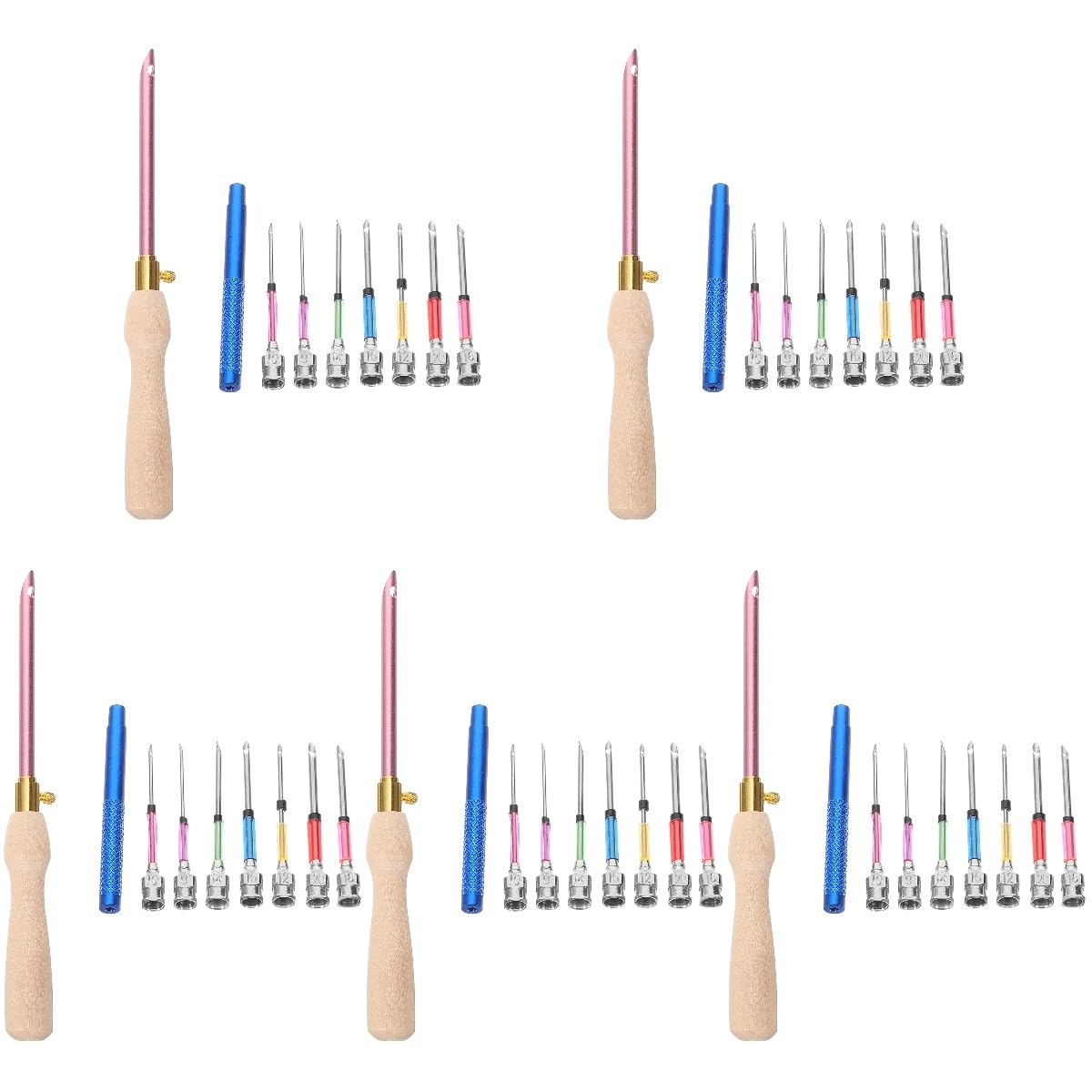 VALICLUD 5 Ensembles Jeu D'aiguilles à Tamponner Tissu Couture Point Artisanat Pour Accessoires De Broderie Kits Punch Needle Adultes Débutants Aiguilles à Broder Aiguille De Poinçon Métal