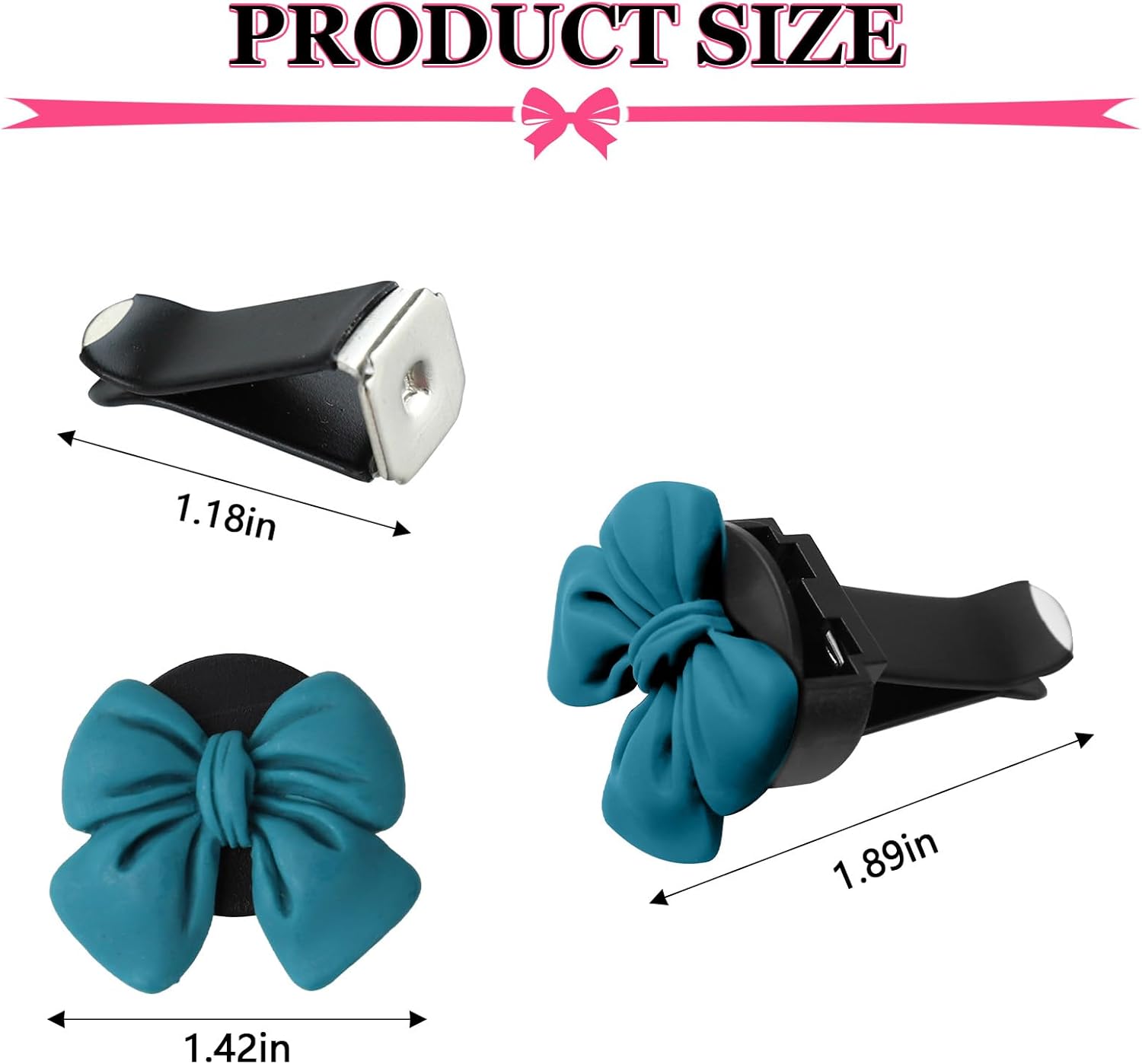 Wuyaoyao 6PCS Bow Car Air Freshener Clips, Cute Bow Car Air Vent Clip, Coquette Auto Air Conditioning Outlet Diffuser Perfume Clips, Interior Decoration, Auto Decor for Women Girls (Blue, 6PCS)