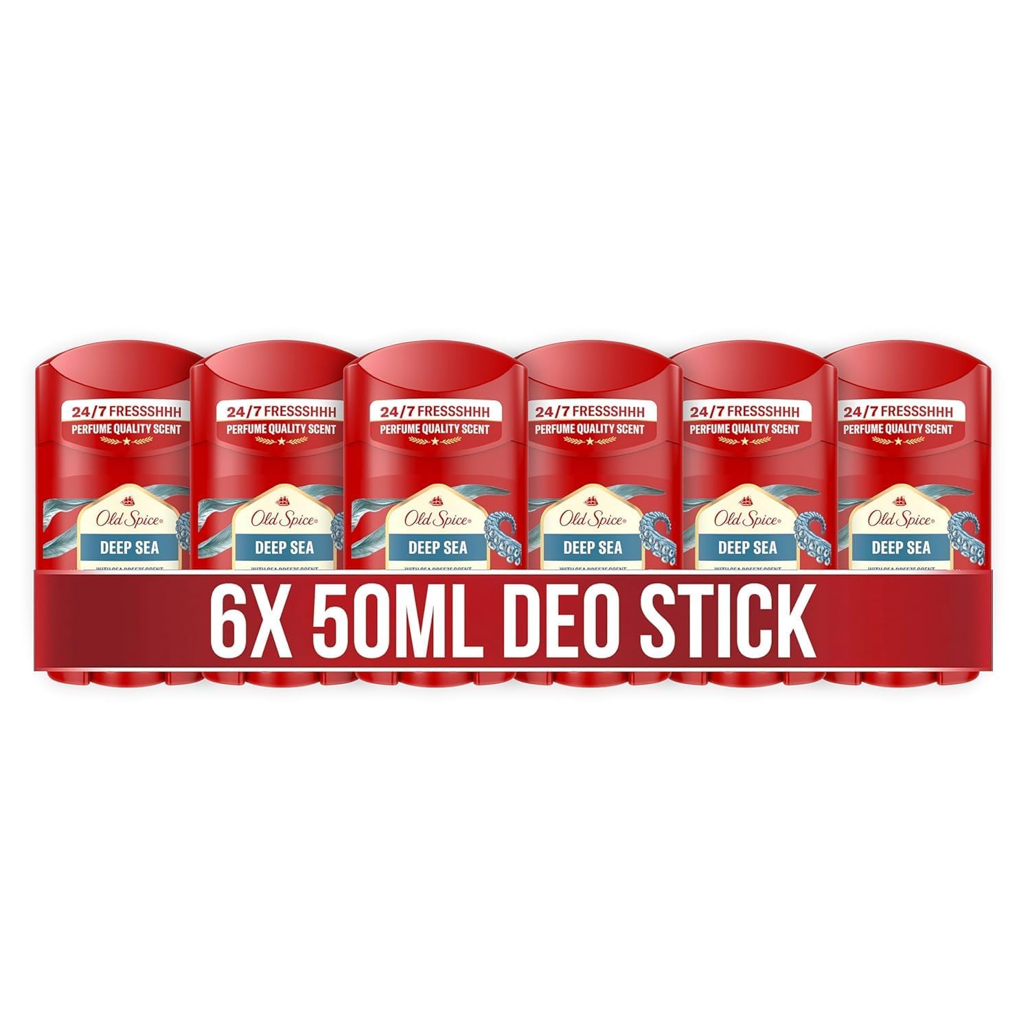 Old Spice Deep Sea Deostick für Männer, 6x50ml, 24/7 Frischhh bei täglicher Anwendung, langanhaltender Duft in Parfumqualität, Schutz vor Gerüchen, Ohne Aluminiumsalze, unsichtbar auf Schwarz und Weiß