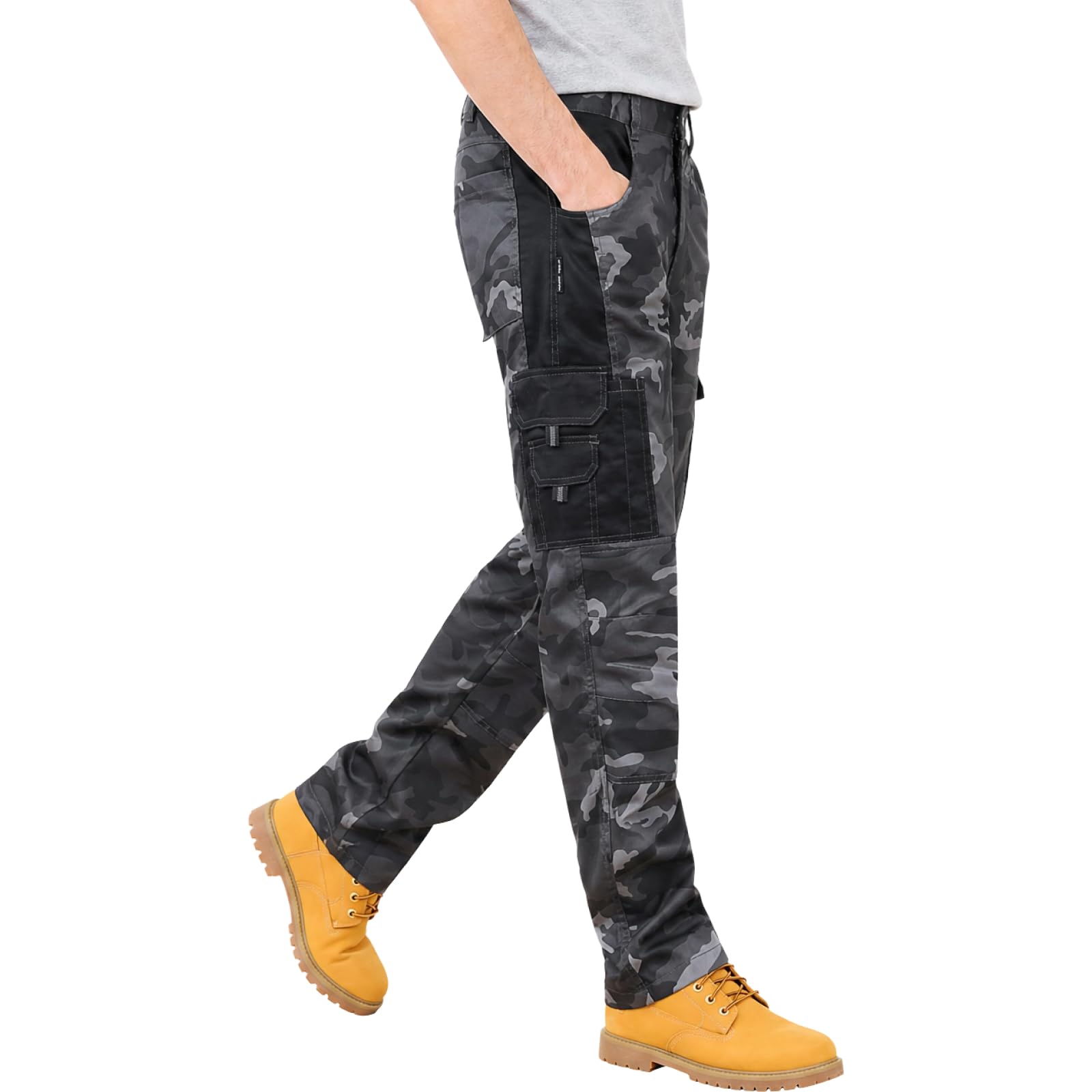 WORK IDEA Pantalon de Travail Homme Camouflage Cargo - Survêtement Résistant avec Poches Renforcées aux Genoux Randonnée et Jardinage