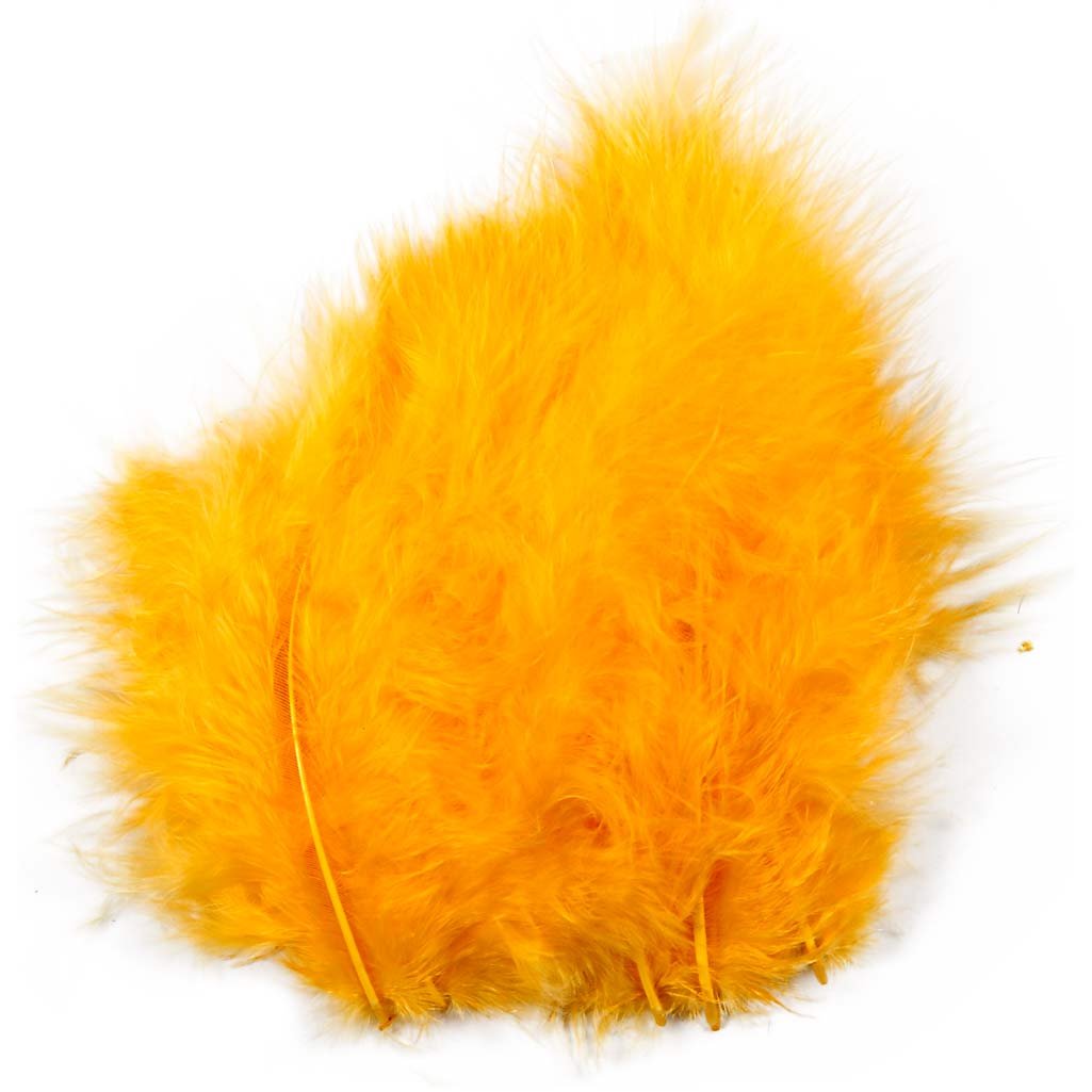 Feathers, size 5-12 cm, yellow, 15pcs