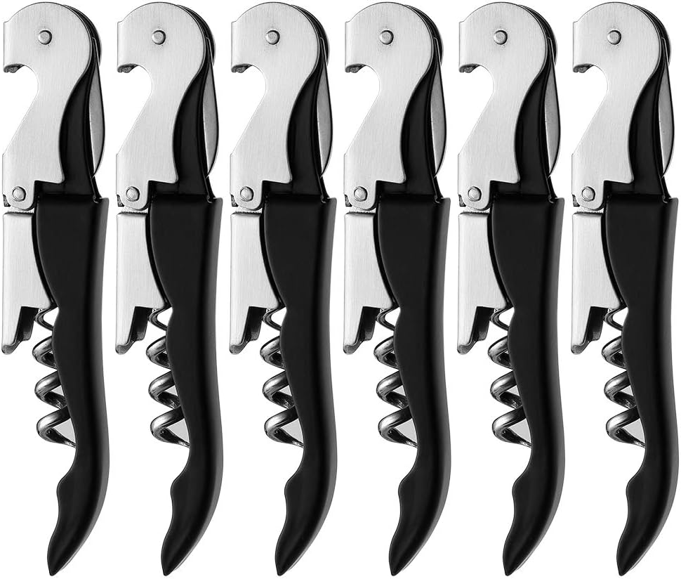 JXS 6 Packs Professional Waiters Corkscrew, Black Wine Keys