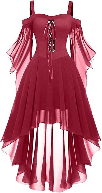 OIOLOYJM Witch Costume Women Sexy Plus Size Renaissance Vampire Gothic Corset Womens Halloween Costumes Woman 2025 Clothes Dresses Deep Red XL