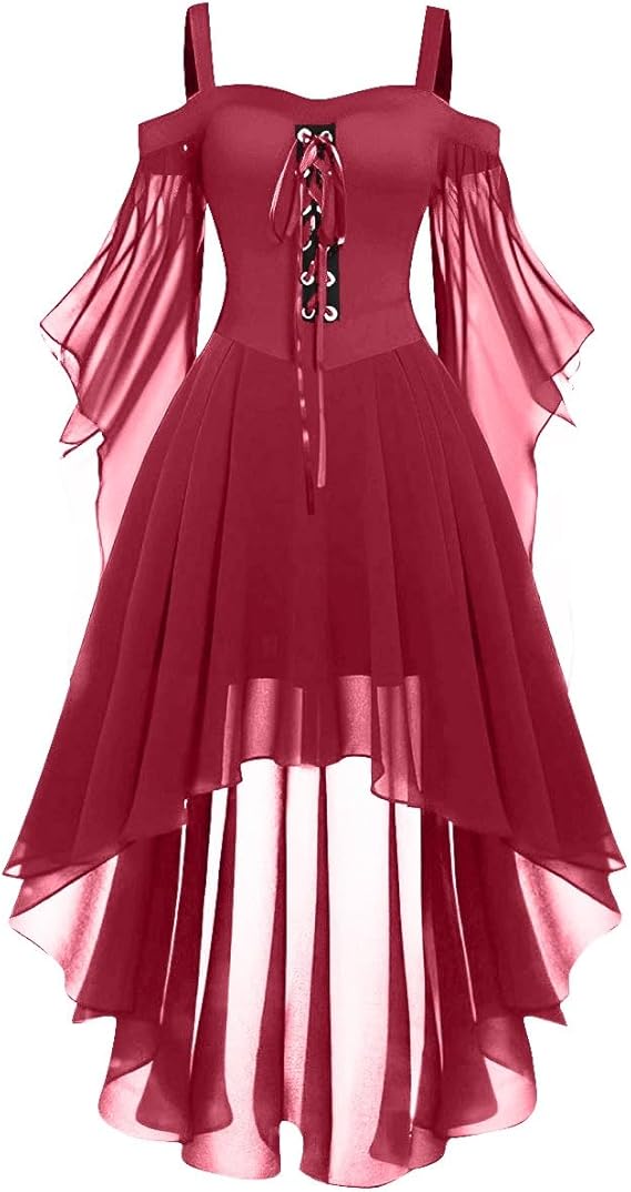 OIOLOYJM Witch Costume Women Sexy Plus Size Renaissance Vampire Gothic Corset Womens Halloween Costumes Woman 2025 Clothes Dresses Deep Red XL