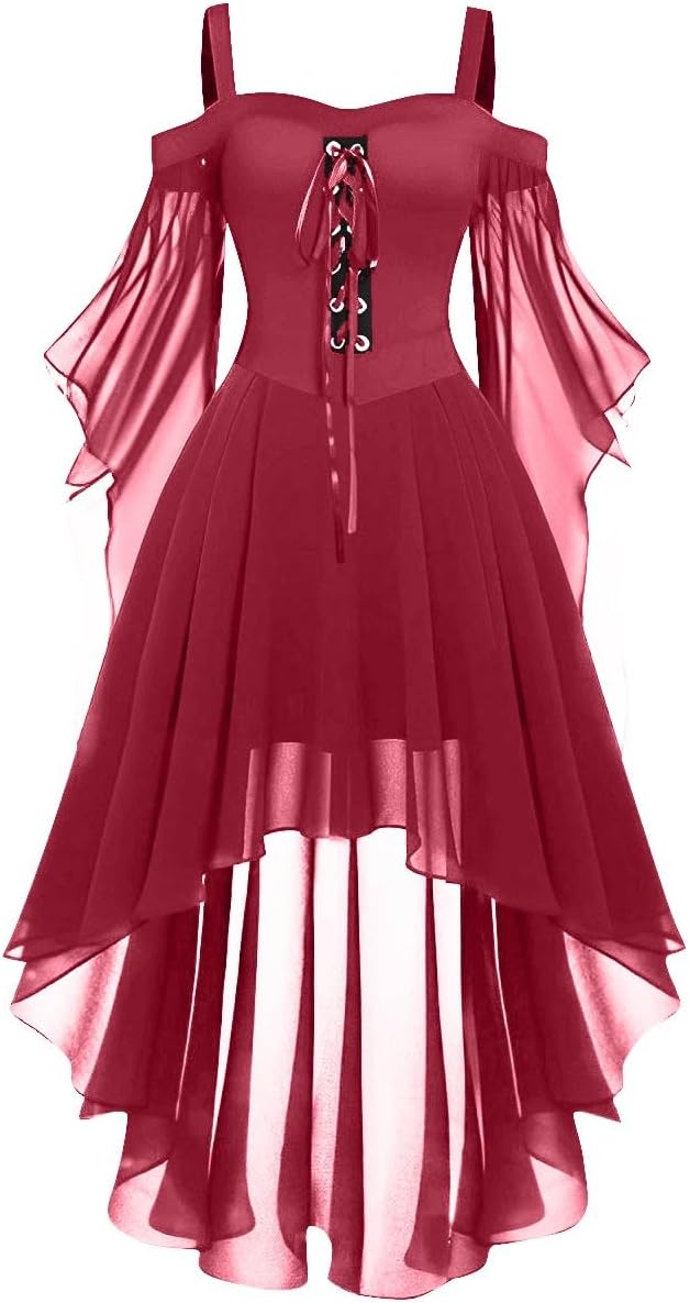 OIOLOYJM Witch Costume Women Sexy Plus Size Renaissance Vampire Gothic Corset Womens Halloween Costumes Woman 2025 Clothes Dresses Deep Red XL
