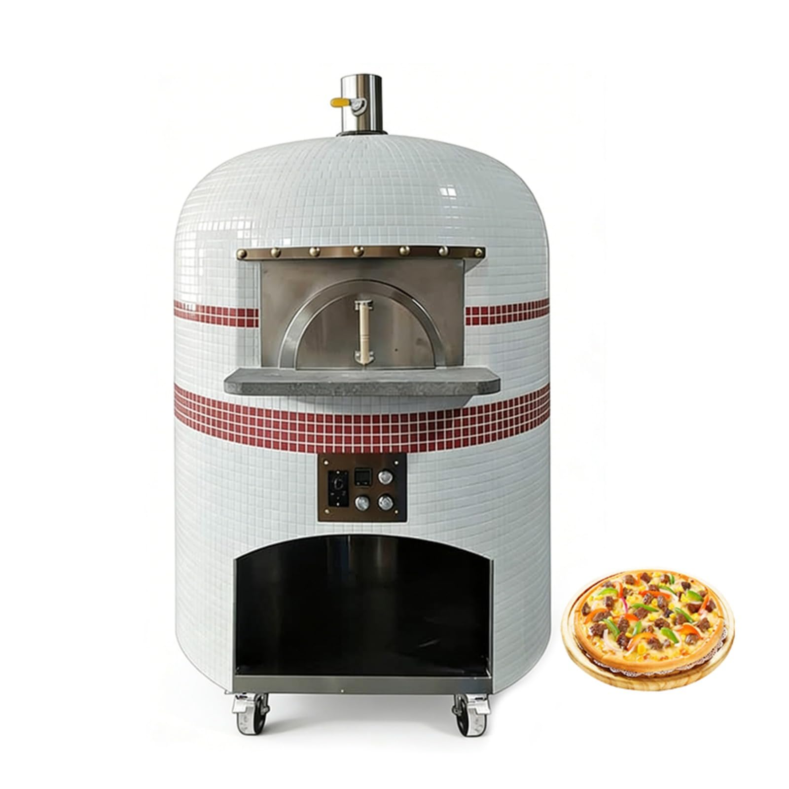Four à pizza portable pour la cuisine en plein air, compatible avec le gaz et le bois, four à pizza de comptoir en acier inoxydable de 30,5 à 40,6 cm, idéal pour la restauration et la cuisson rapide