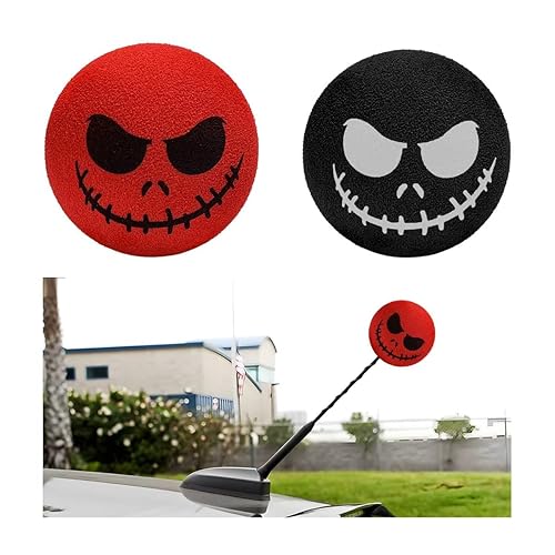 2 PCS Car Antenna Toppers, Funny Halloween Skull Spooky Smile