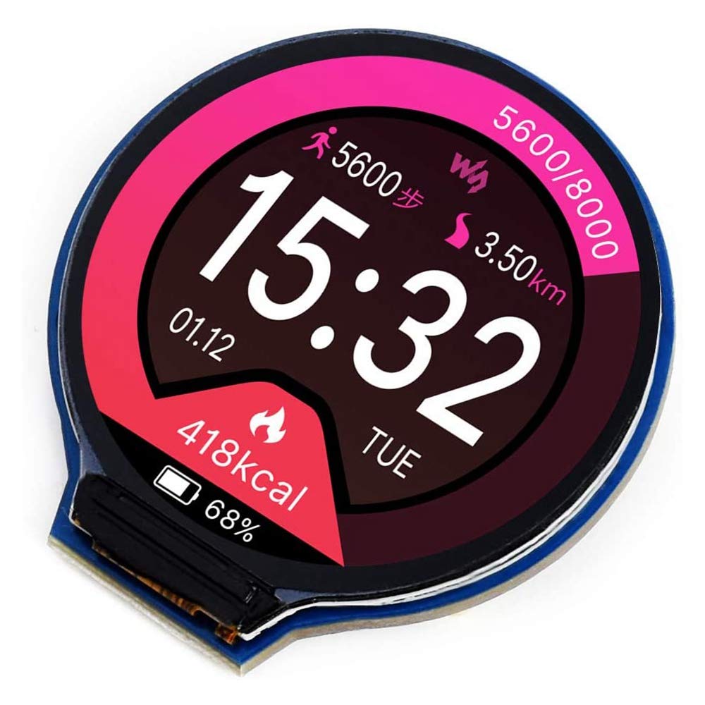 1.28 Inch Round Display LCD Screen Module GC9A01 SPI Communication RGB 65K Support Raspberry Color