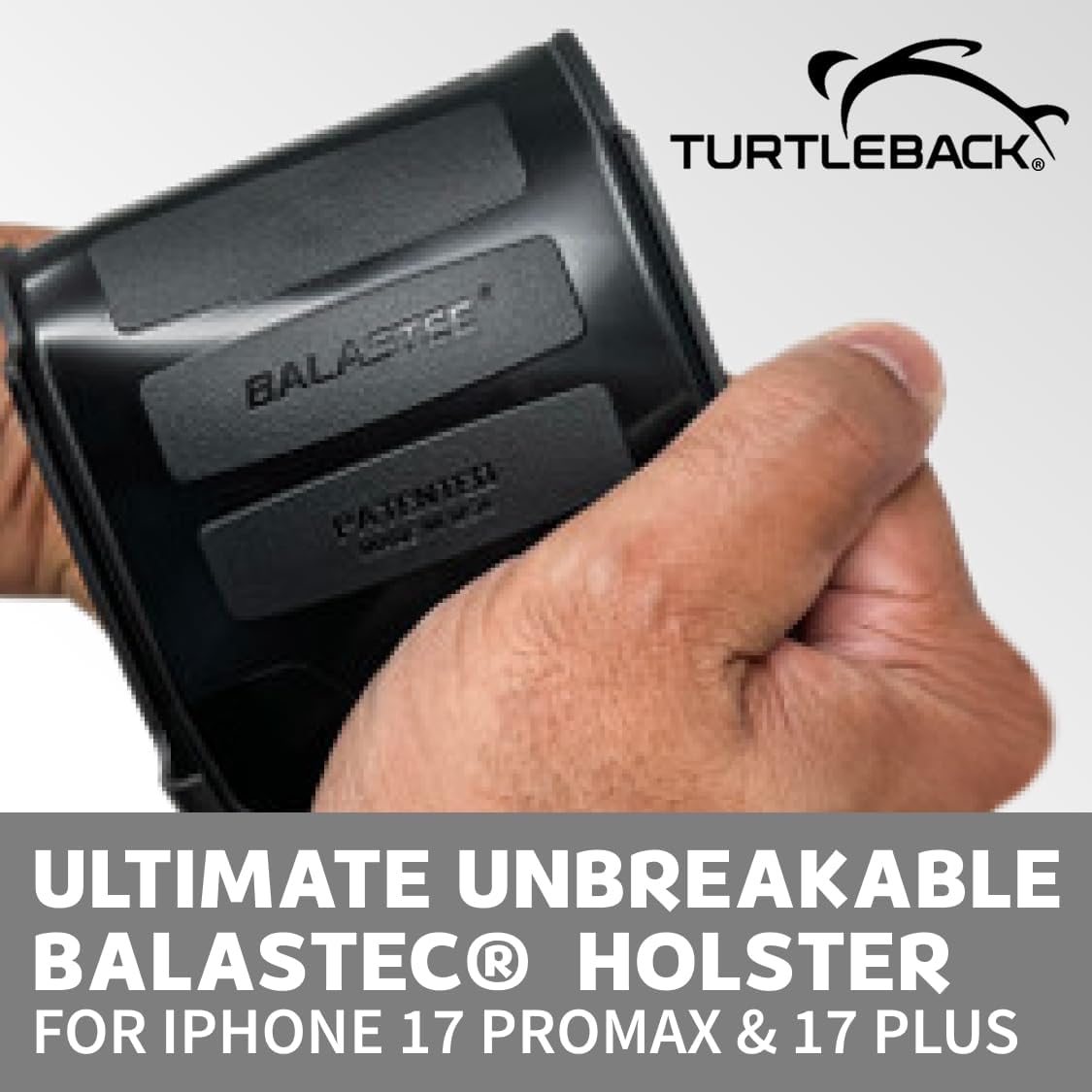 Balastec for iPhone 17 ProMax or 17 Plus, Unbreakable Balastec Resin Belt Clip Fits Slim MagSafe or TechWoven Style Cases or Smilar Size Case