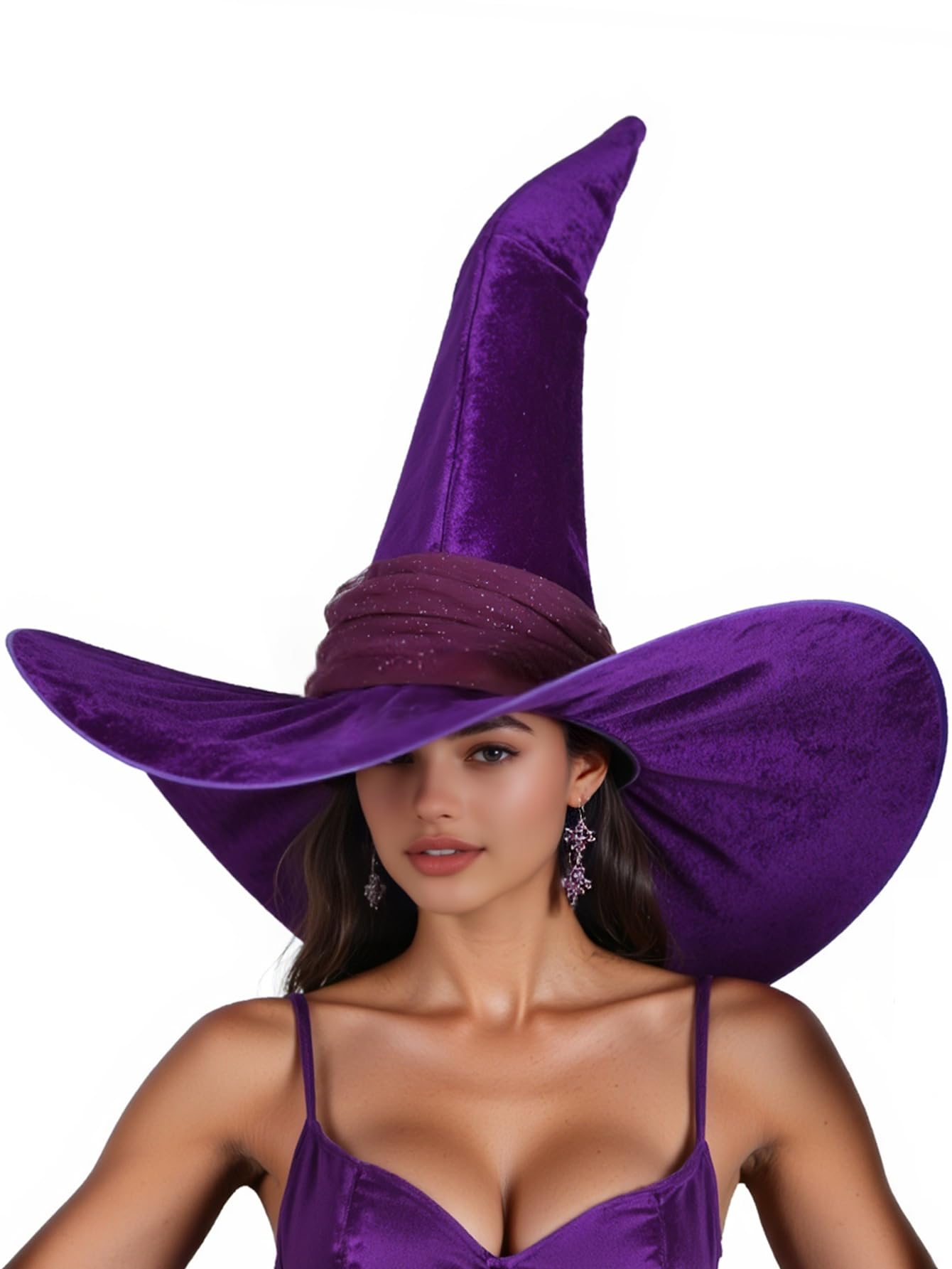 HOMELEX Witch Hat for Women, Adult Halloween Costume Hat, Purple, 23.6in