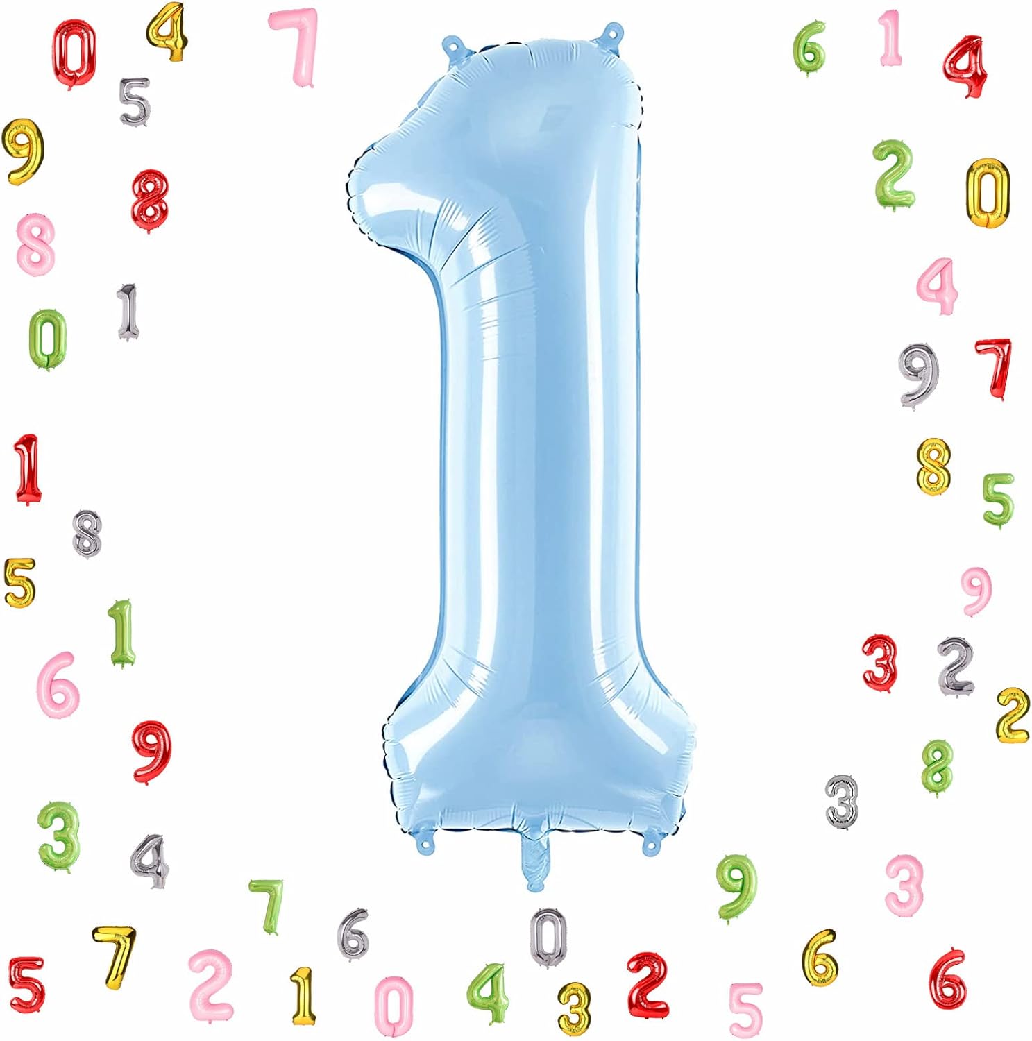 Mqymo数字 バルーン風船数字 90cm 人気2歳女の子男の子誕生日飾りプレゼント誕生日ウェディング ライトブルー 格安販売の 組み合わせ 13色あり 記念日 1
