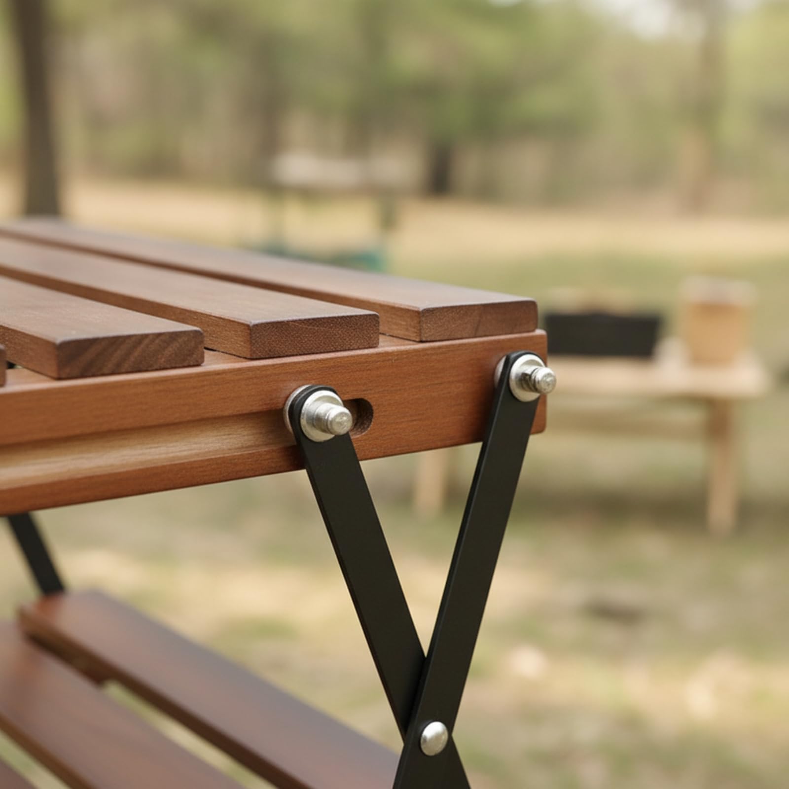 Étagère Camping Portable Étagère Pliante à 3 Niveaux Meuble Rangement Cuisine Camping Pliable pour Campeurs, Pique-Nique, Barbecue, Structure En Bois - Bois De Hêtre À Trois Niveaux