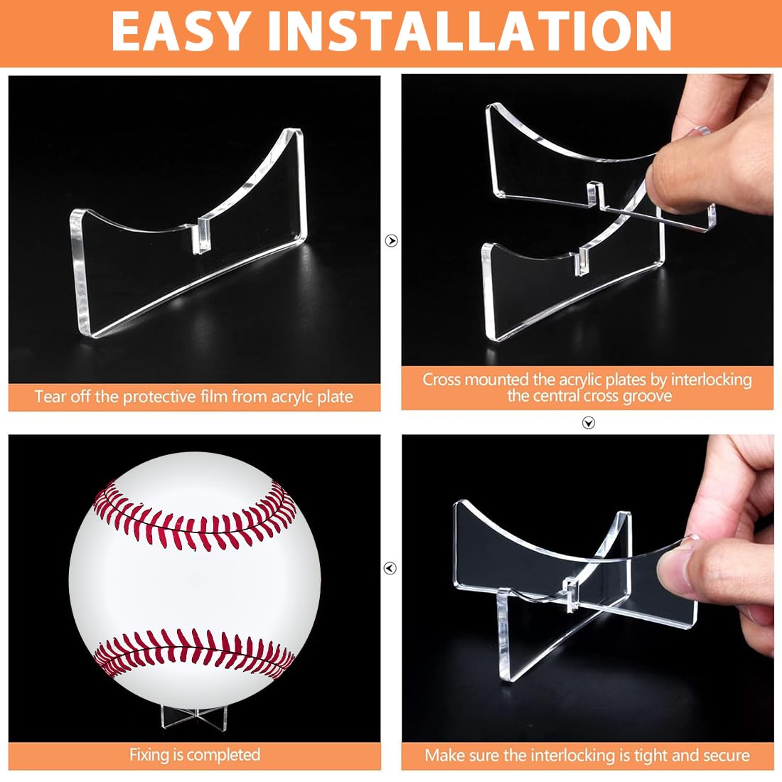 Baseballständer, 2pcs Baseballhalter, Baseballhalterung, Acryl Ständer, 10x5cm Klein, Baseball Aufbewahrung, Baseball Ausstellungsstand für Baseball-Sammlungen, Signierte Baseballs