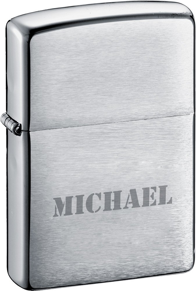 Personalized Brushed Chrome Zippo Lighter with Free Engraving