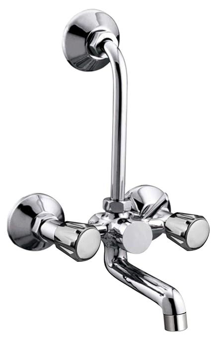 DRIZZLE Wall Mixer Conty 2-in-1 Brass Chrome Plated/Bathroom with L Bend