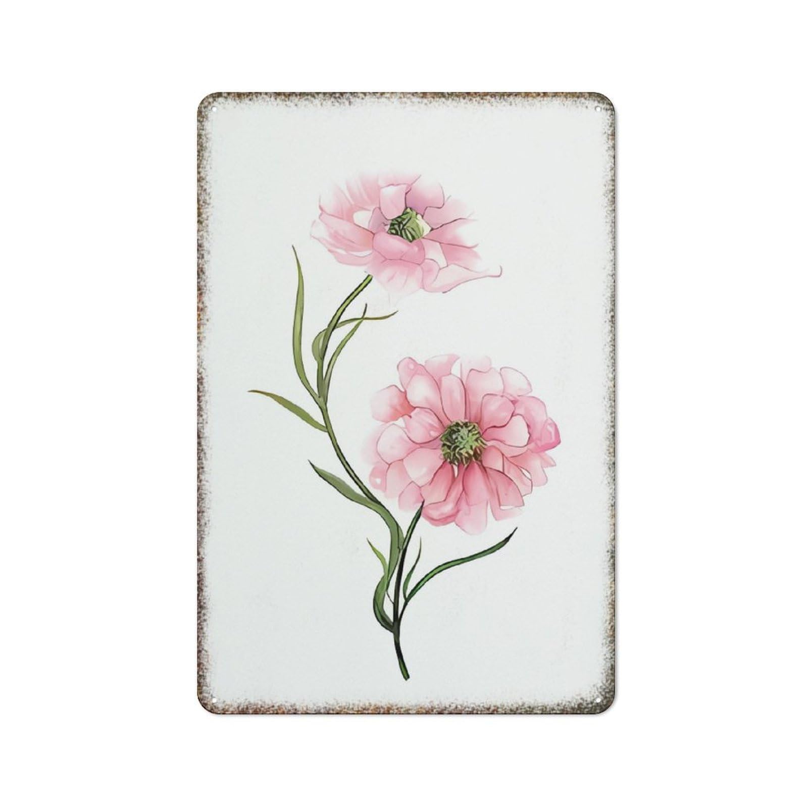 Dahlia Watercolor Art Print Vintage High Gloss Metal Wall Sign Funny Gift Decor Plaque for Bar Pub College Dorm Home Horticulture Ornament 8x12 Inch
