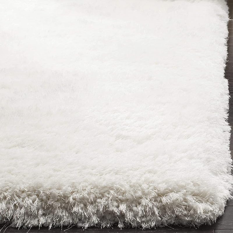 Image of Urban Modern Decor Featuring Soft Shaggy Carpet & Rug for Your Bedroom and Livingroom [Size-5x8 feet & Color-White 2nd].