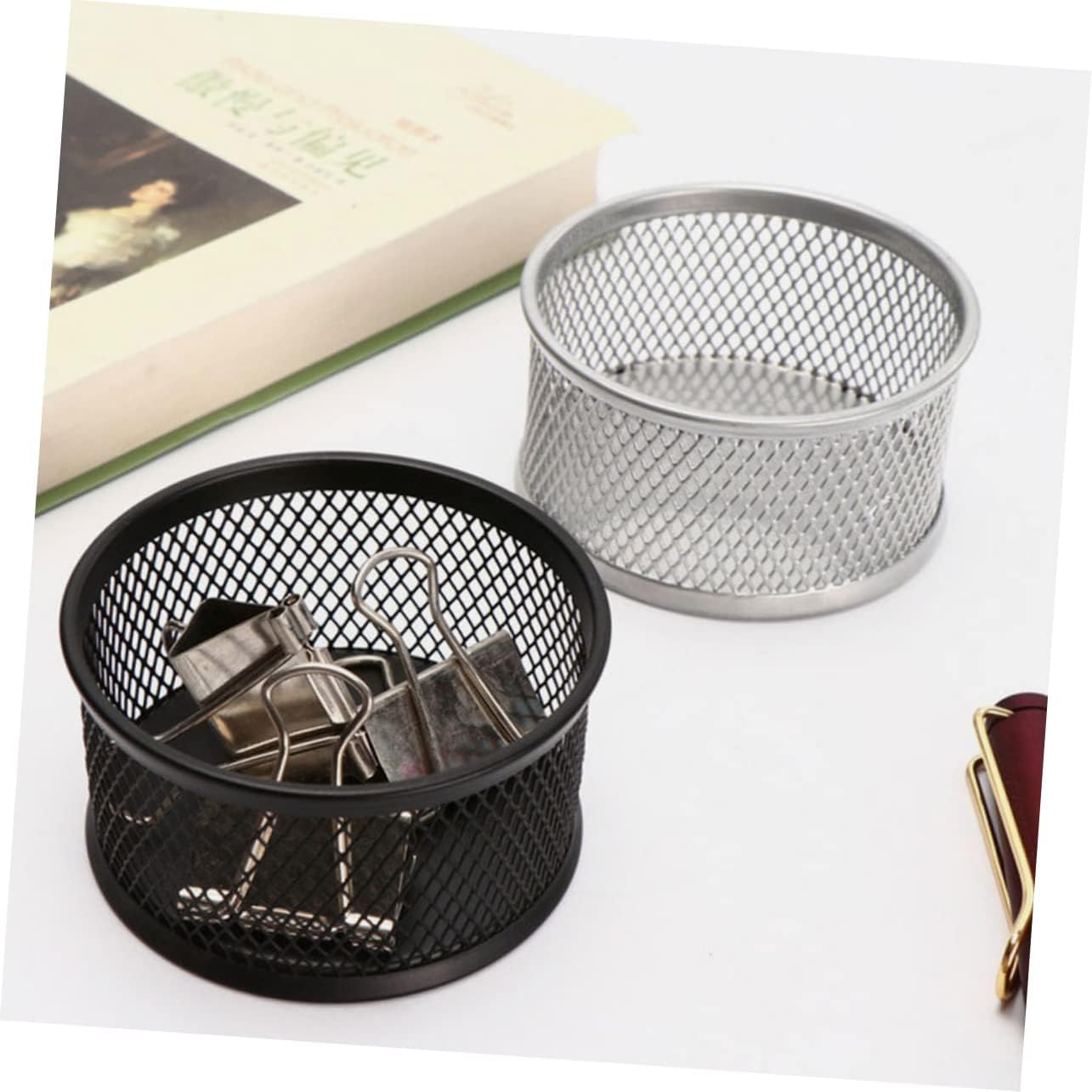 STOBOK 8pcs Mesh Paperclip Holder for Desk Sleek Storage Basket for Organizing Office Supplies Convenient Clips Container for Home and School Use
