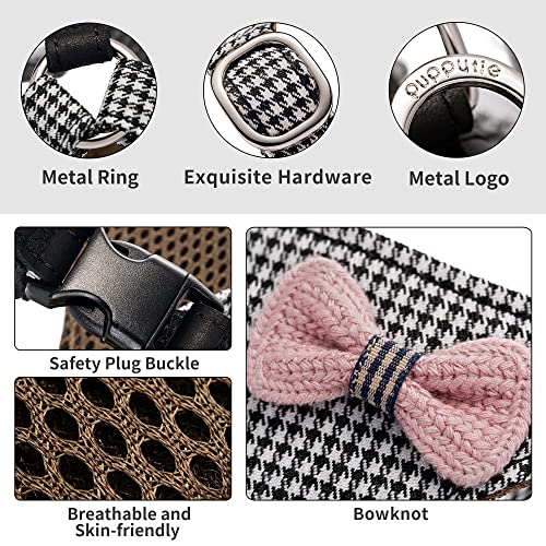 Puppytie No Pull Small Dog Harness with Multifunction Dog Leash,Lightweight Soft Adjustable No Choke Escape Proof Pet Harness Vest Pet Harness Vest,Knitted Black-White,S - Image 3