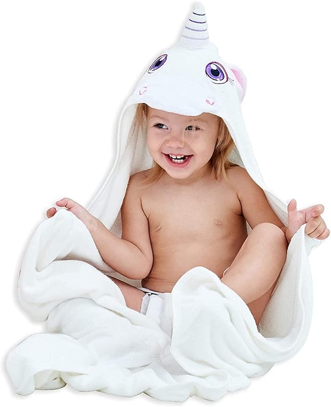 HIPHOP PANDA Toalla de bebé con capucha ultra suave - 2 capas de espesor 500GSM absorbente | Rayón hecho de bambú, toalla de baño con capucha para recién nacido, bebé, niño pequeño, registro de bebé - Unicornio, 30 x 30 pulgadas