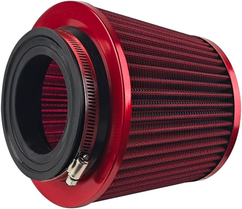 Filtro de ar cônico esportivo FALVFUN com abraçadeira e adaptadores – Vermelho, kit