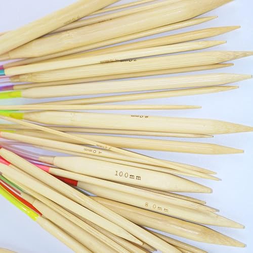 Miniatura 3 de Weabetfu Juego de agujas de tejer de bambú de 16 pulgadas con tubo de plástico colorido, agujas de tejer de 18 tamaños con estuche de almacenamiento