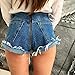 Summer Women All- Zipper in Waist Shorts Tassel Holes Blue Denim Short s1 Blue XS