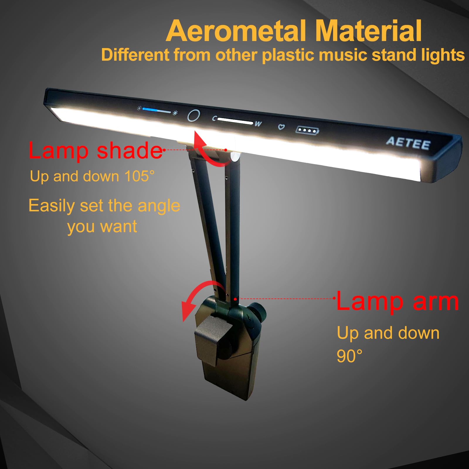 Notenständer Lichter Clip On LED Wiederaufladbar mit eingebautem 4000mAh Lithium Batteriebetrieben Typ-C Augenpflege Notenblatt Lampe Faltbar für Orchester