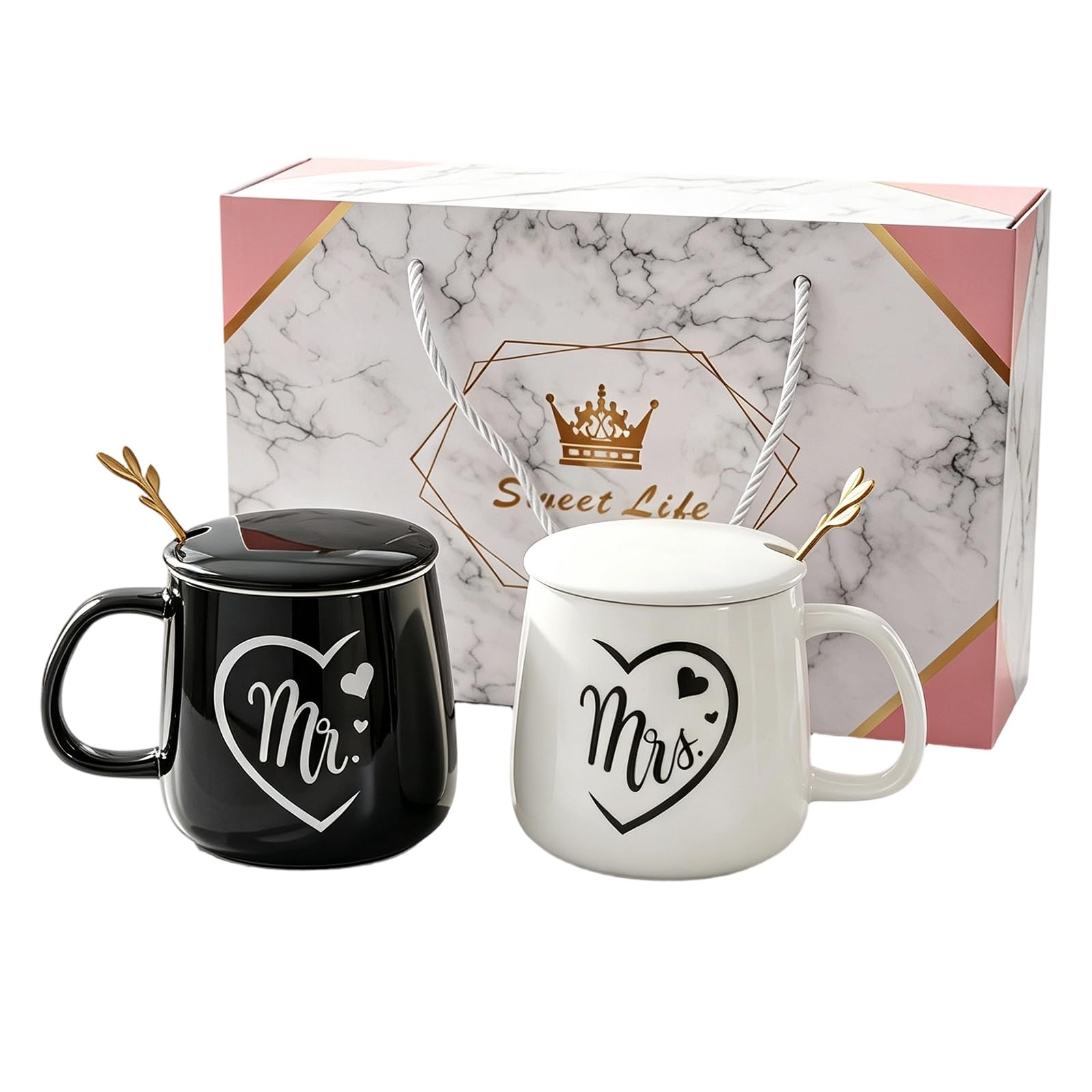 LIRONGTAGE Wedding Gifts for Couples Parents,Mr and Mrs Ceramic Coffee Mugs