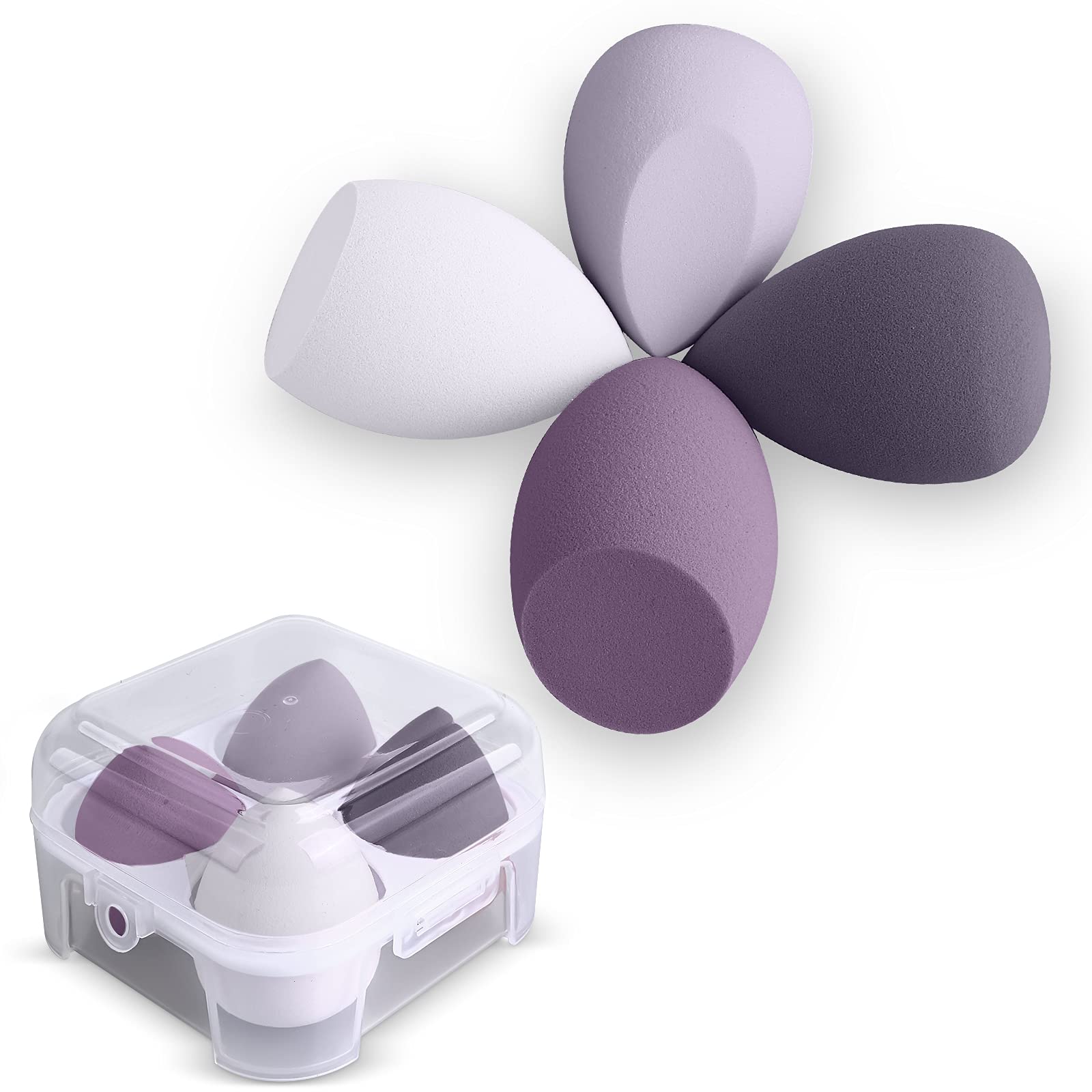 Makeup Sponge Blenders, Multi-colored Dry And Wet Use Blender Puffs, Drop & Egg Shaped, Polyurethane (PU) Material, Purple, Blending Makeup