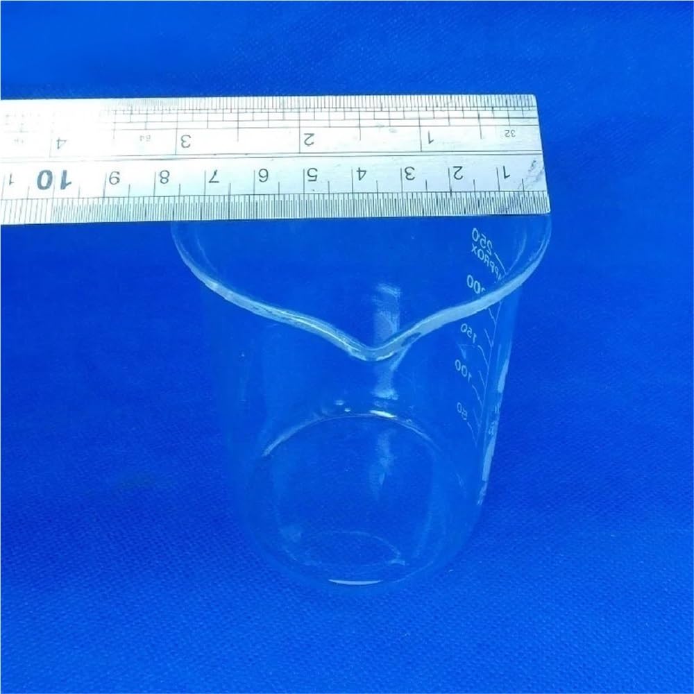 Probeta graduada de vidrio, Vaso de precipitados forma baja borosilicato transparente 250 ml con taza medidora GG-17 del canalón 70x98 mm