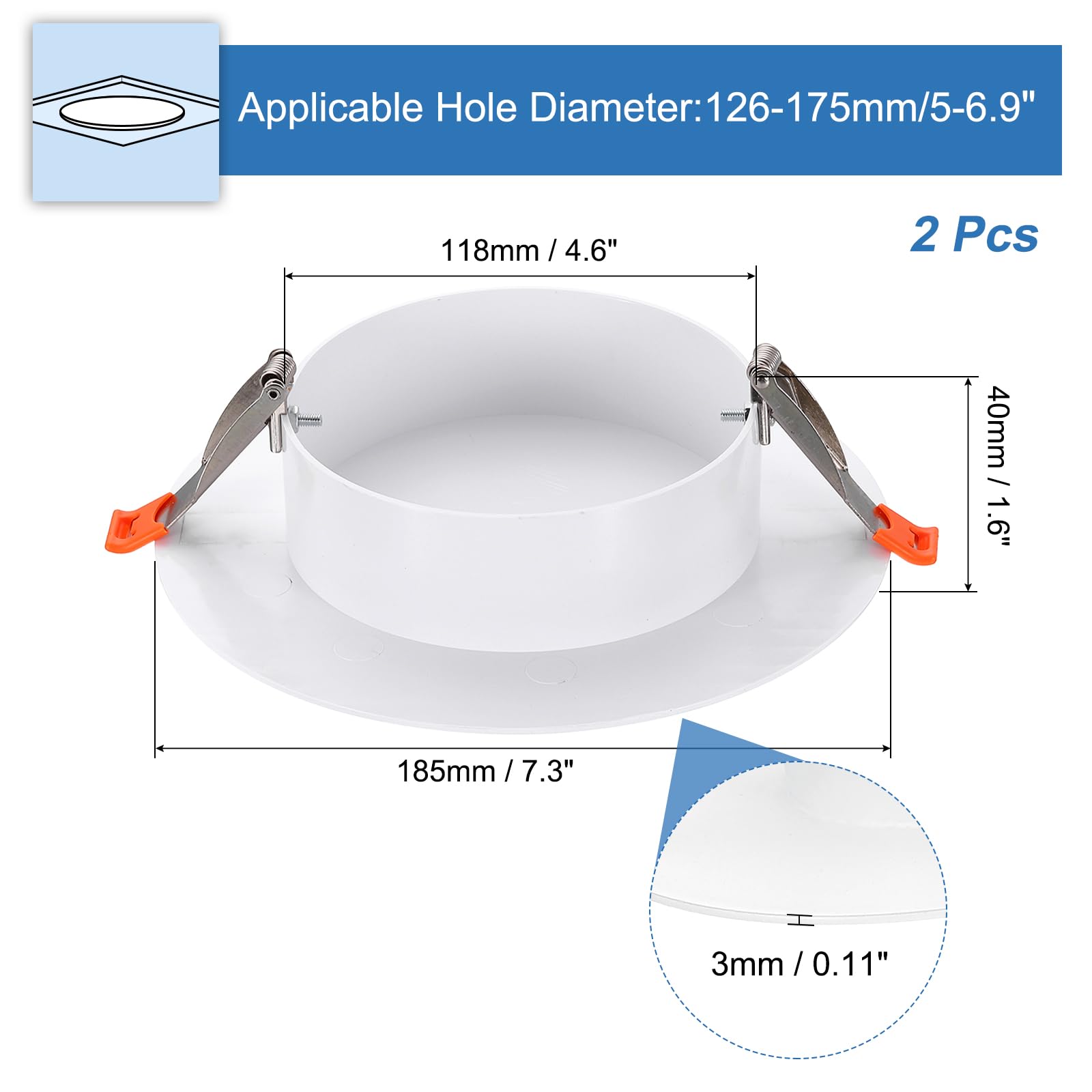 PATIKIL 185mm / 7.3" Diameter Spring Ceiling Hole Cover Plate - Image 2