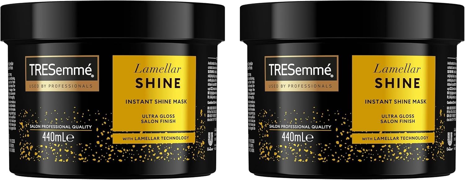 TRESemmé Lamellar Shine Sofort-Glanz-Maske, Für alle Haartypen, Professionelles Ultra-Glanz-Finish, Seidiges, Glänzendes und Entwirrtes Haar, Mit Lamellar-Technologie, 2x 440 ml
