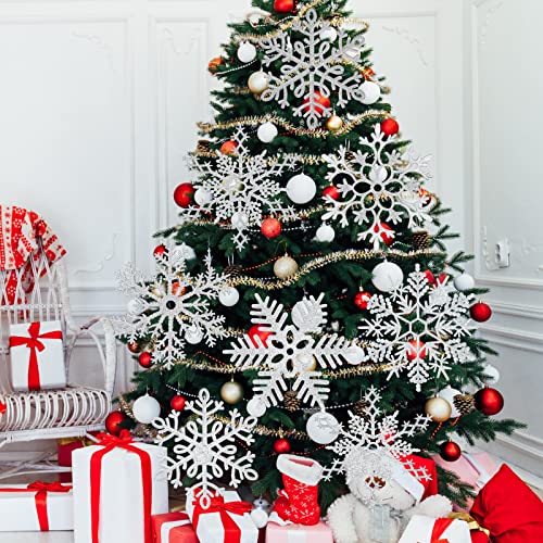 Copos de nieve plateados MIAHART de 12 pulgadas para decorar ventanas y árboles de Navidad 7