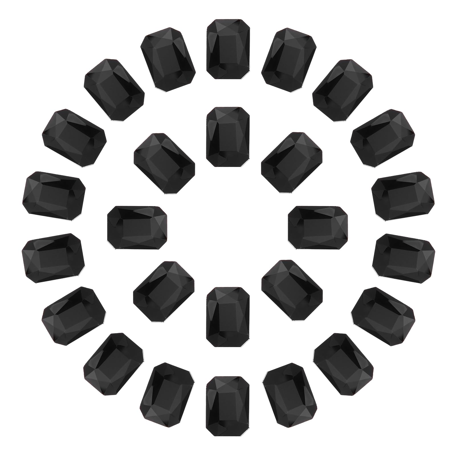 sourcing map 13x18MM Octagon Rectangle Rhinestones, 100 Pcs Crystal Faceted Rhinestones with Silver Plated Glass Gems for Crafts (Black)