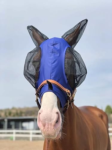 Miniatura 6 de Máscara de mosca de caballo, súper cómoda, máscara de mosca de caballo, máscara elástica con orejas, solo hacemos productos que les gustan a los