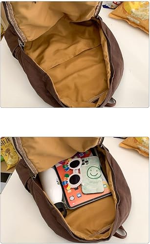 Miniatura 6 de Mochila de lona estética vintage Y2k para mujeres y hombres, mochila casual grunge para laptop, mochila hippie 2025 moderna mochila, Verde militar,