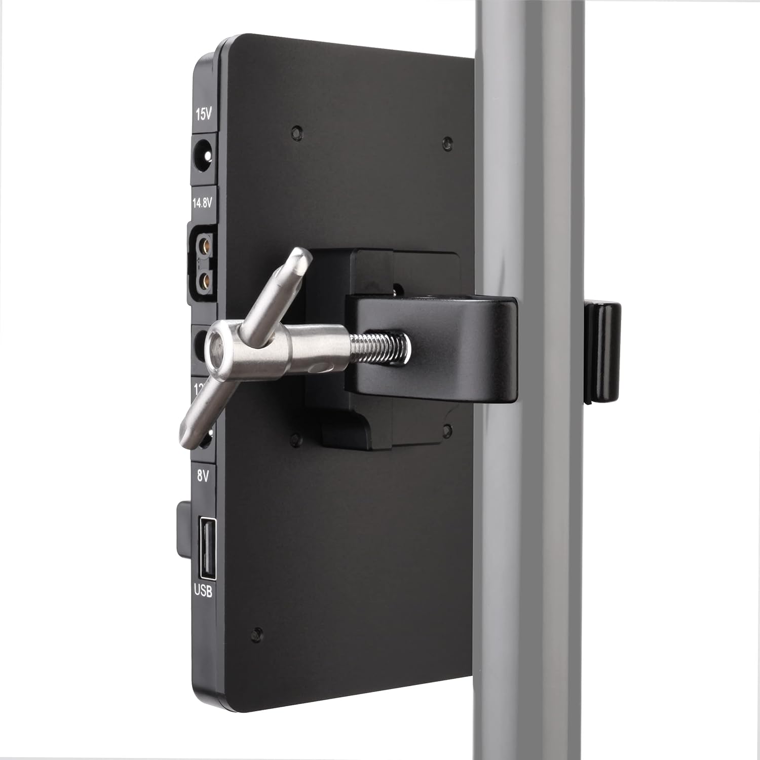 V-Mount Lock Battery Plate Power Supply Adapter + Super Clamp for Lighting Stand,Tripod, Support Rod.with D-TAP/DC/USB Power Output for Camcorder, DSLR Camera, LED Video Light, Monitor etc.