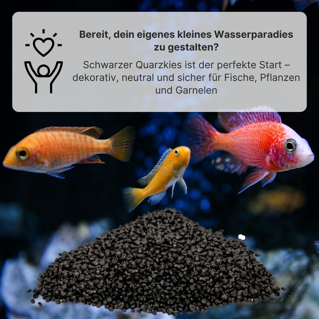 25 kg noire Quartz Gravier 'Haute Qualité pour' 2–3 mm fond de gravier d'aquarium Sable