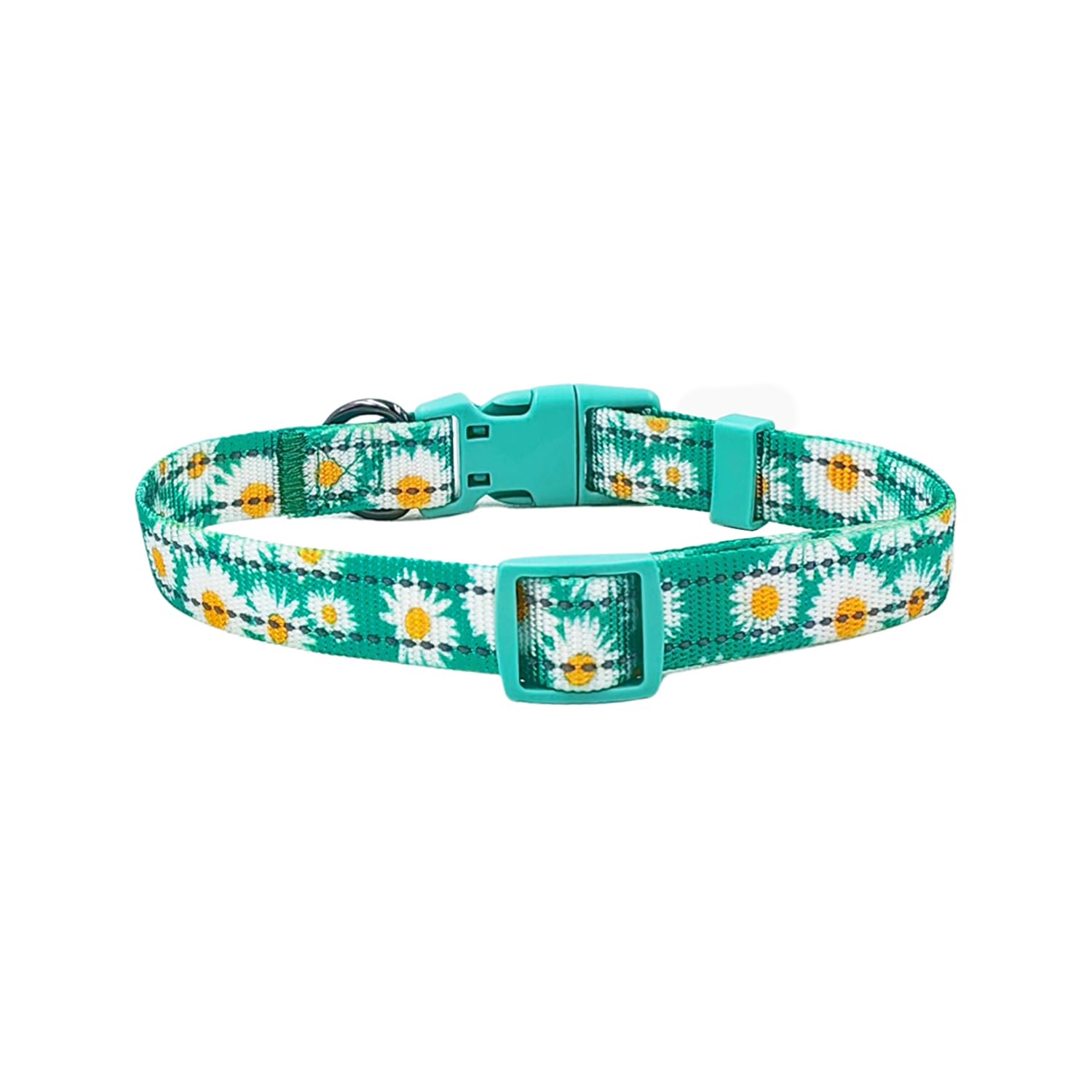 Olahibi Basic Dog Collar, Soft and Durable Polyester Material, Adjustable Length, for Medium Dogs.(M, Green Daisy) - Image 2