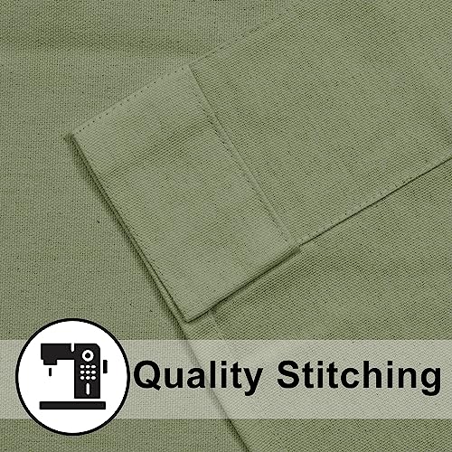 Image of THE LINEN COMPANY Solid Duck Canvas Cotton Curtains 4 Feet for Window, Short Window Curtains for Home, Small Window Drapes, 4ft Curtains Set of 2, Avocado Green