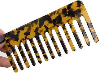 1 Piece Plastic Purse Comb Wide Tooth Rake Comb Without Handle for Comb Outs, Detangle Wet Hair (Leopard Print)