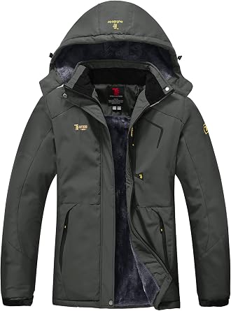 donhobo Womens Waterproof Jacket,Winter Hiking Warm Fleece Coat with Hood
