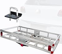 MaxxHaul 50881 Aluminum Hitch Cargo Carrier Basket - 500 lb Capacity, 49x22x6", Rust-Resistant for RV Truck SUV Van