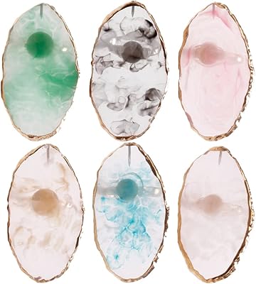 HEALLILY 6pcs Resin Nail Art Palette Nail Polish Holder Finger Ring Plate Mixing Drawing Color Palette Nail Art Painting Gel Palette Manicure Tool Mixed Color