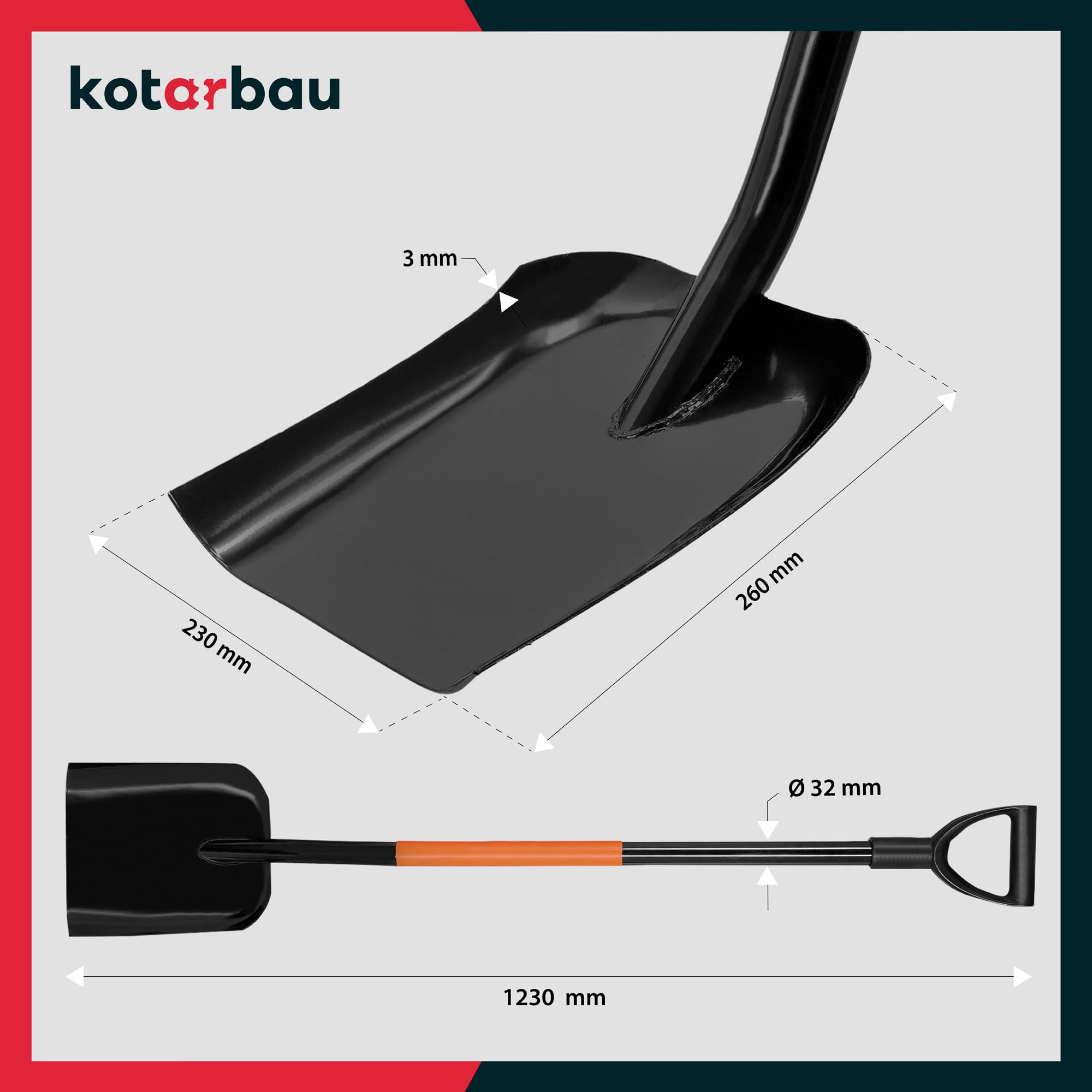KOTARBAU® Pala para Arena 120 cm con Mango Profesional Resistente Laya de Jardín para Mover Tierra