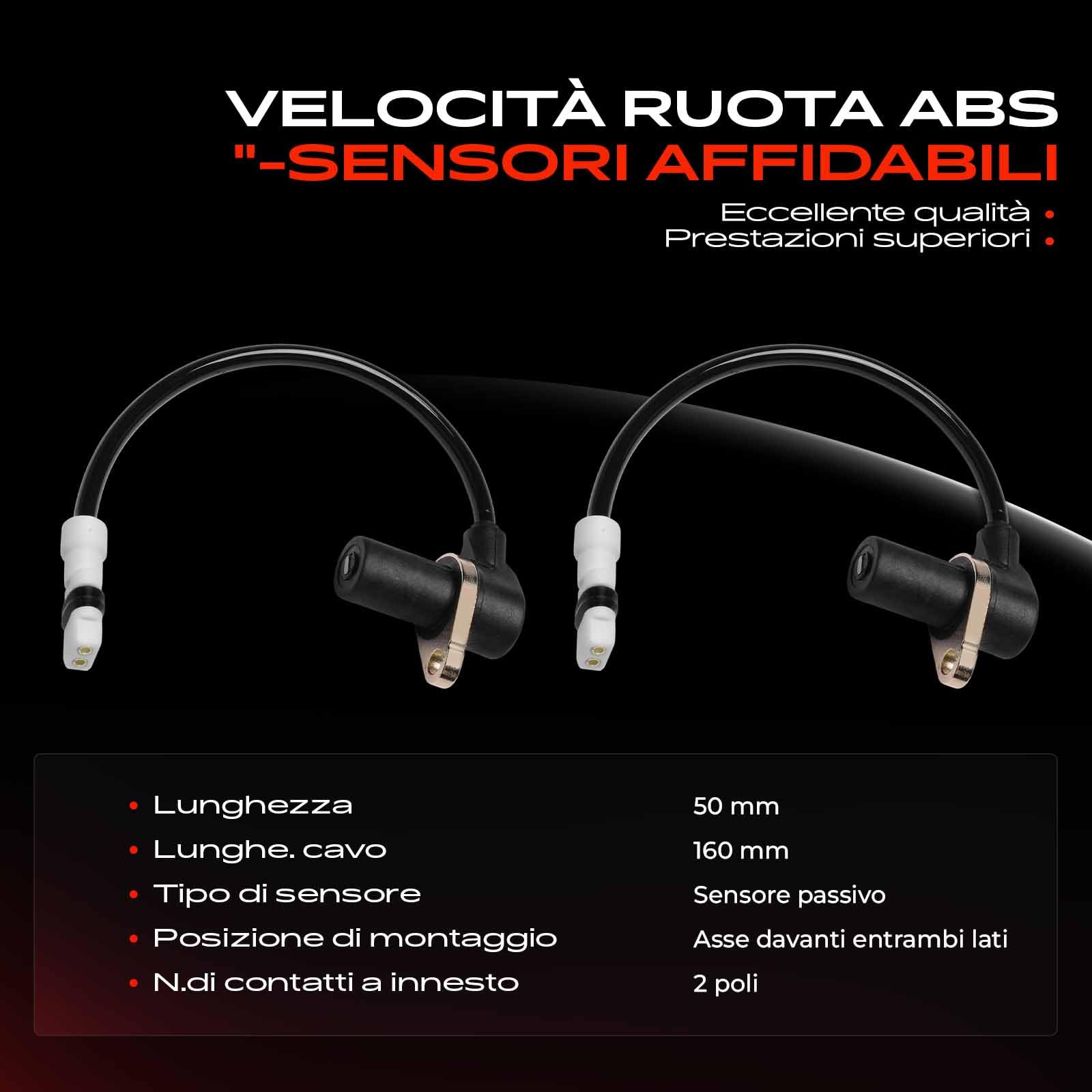 Frankberg 2x Sensore Velocità Ruota Sensore ABS Anteriore SinistrooDiritto Compatibile con 911 993 3.6L 3.8L 1993-1997 911 Cabriolet 993 3.6L 3.8L 1994-1997 911 Targa 993 Replace# 99360640500