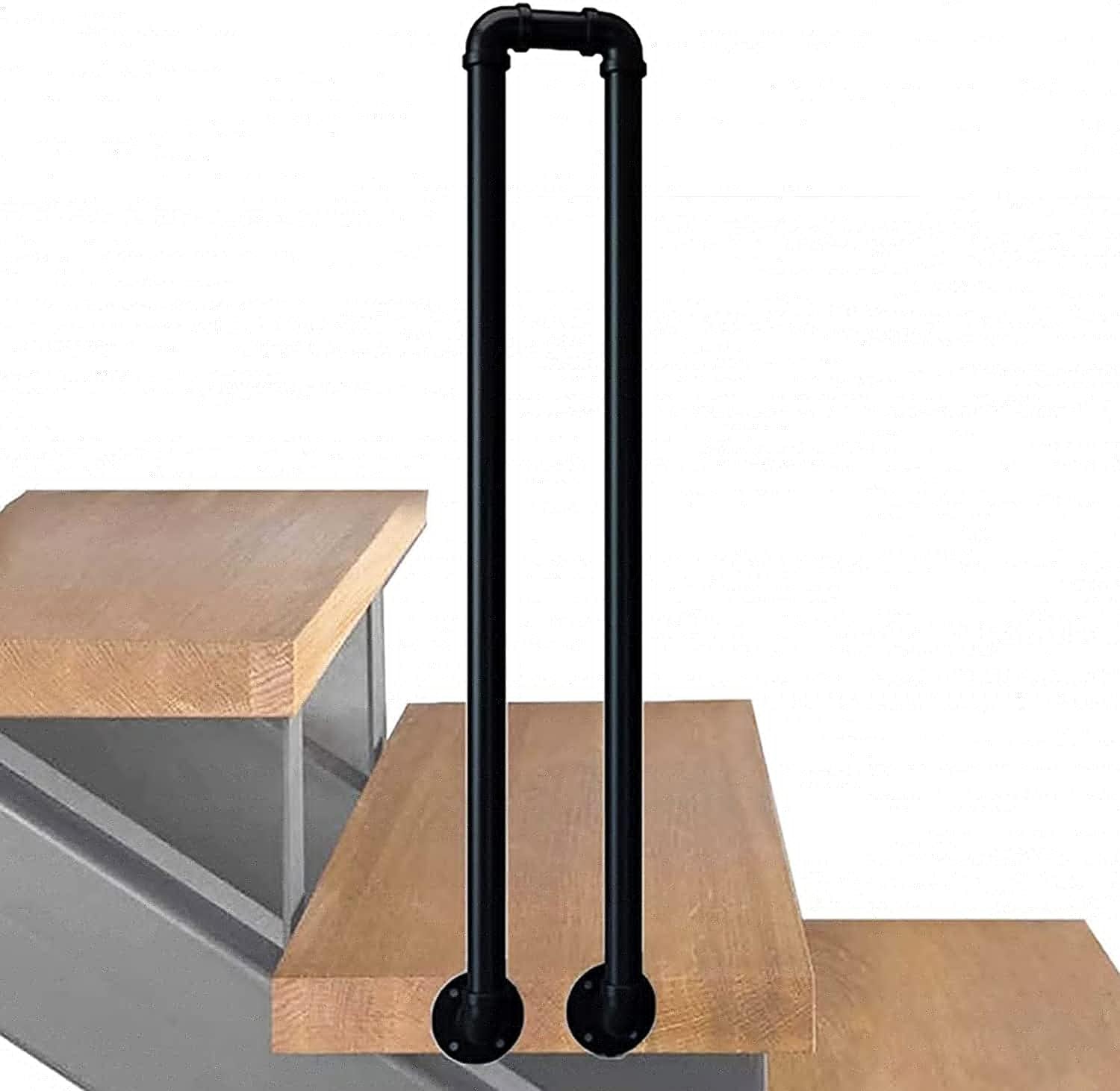 LQSYBHD U-Shaped Stair Handrail, Industrial Side Mount Hand Rails, Safety Non-Slip Wrought Iron Hand Railing for Staircase Steps Garden Loft Corridor(Size:2.46ft/75cm)
