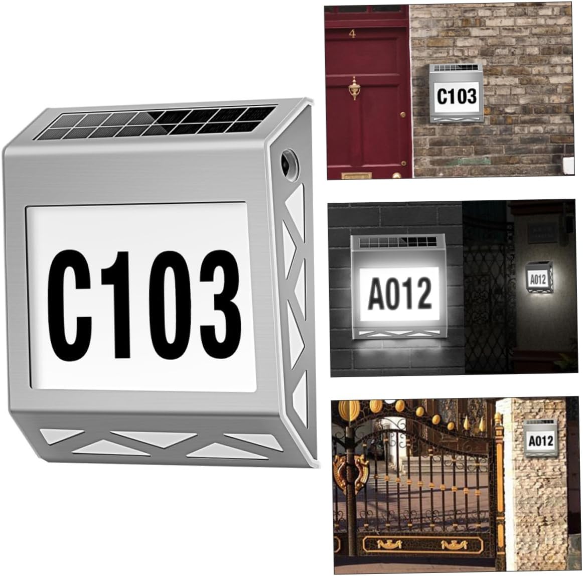 DOITOOL 1set Solar House Number Lamp Solar Doorplate Light Led Outdoor Lighting for House Address Visibility at Night